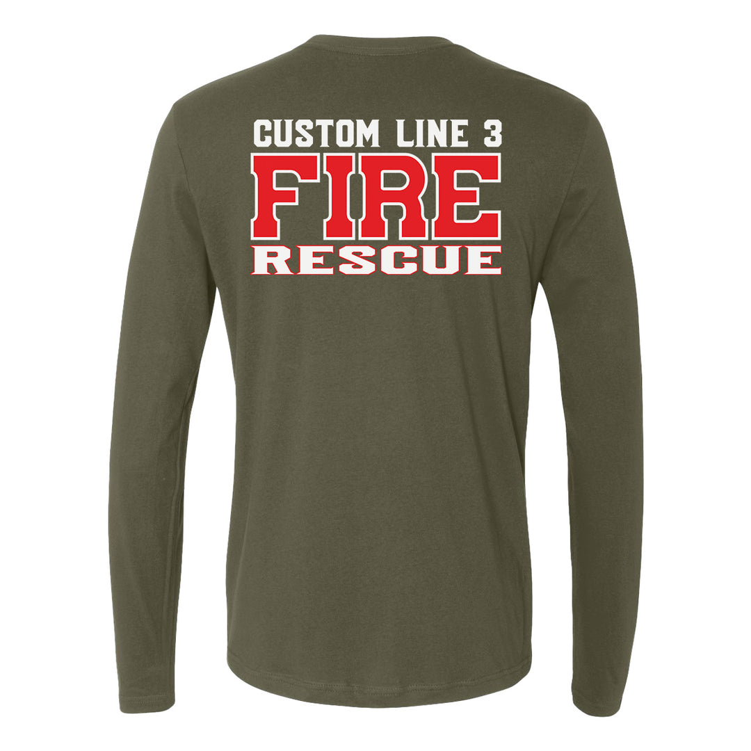 Personalized Fire Rescue long sleeve shirt – red & white EMS design