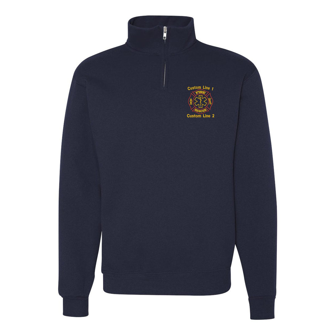 Customized Classic Quarter Zip Job Shirt with Fire Rescue Embroidery