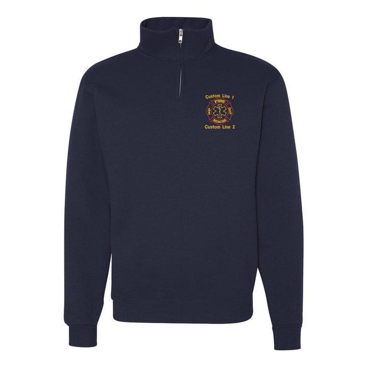 Customized Classic Quarter Zip Job Shirt with Fire Rescue Embroidery