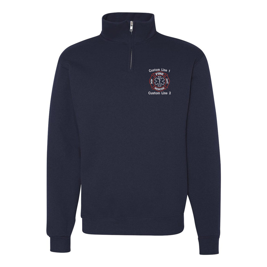 Customized Classic Quarter Zip Job Shirt with Fire Rescue Embroidery