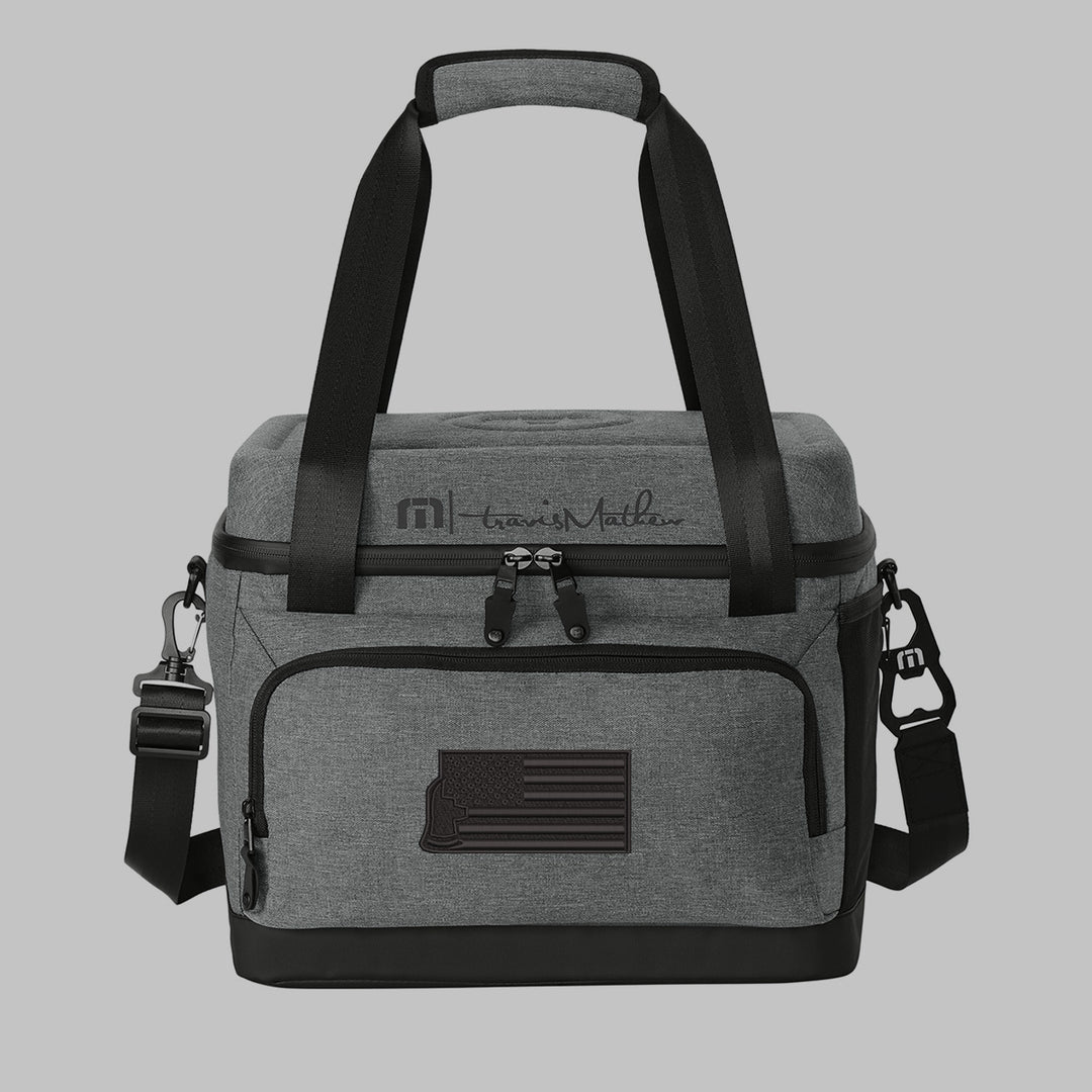 24-can firefighter cooler with blackout axe flag design