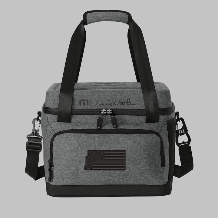 24-can firefighter cooler with blackout axe flag design