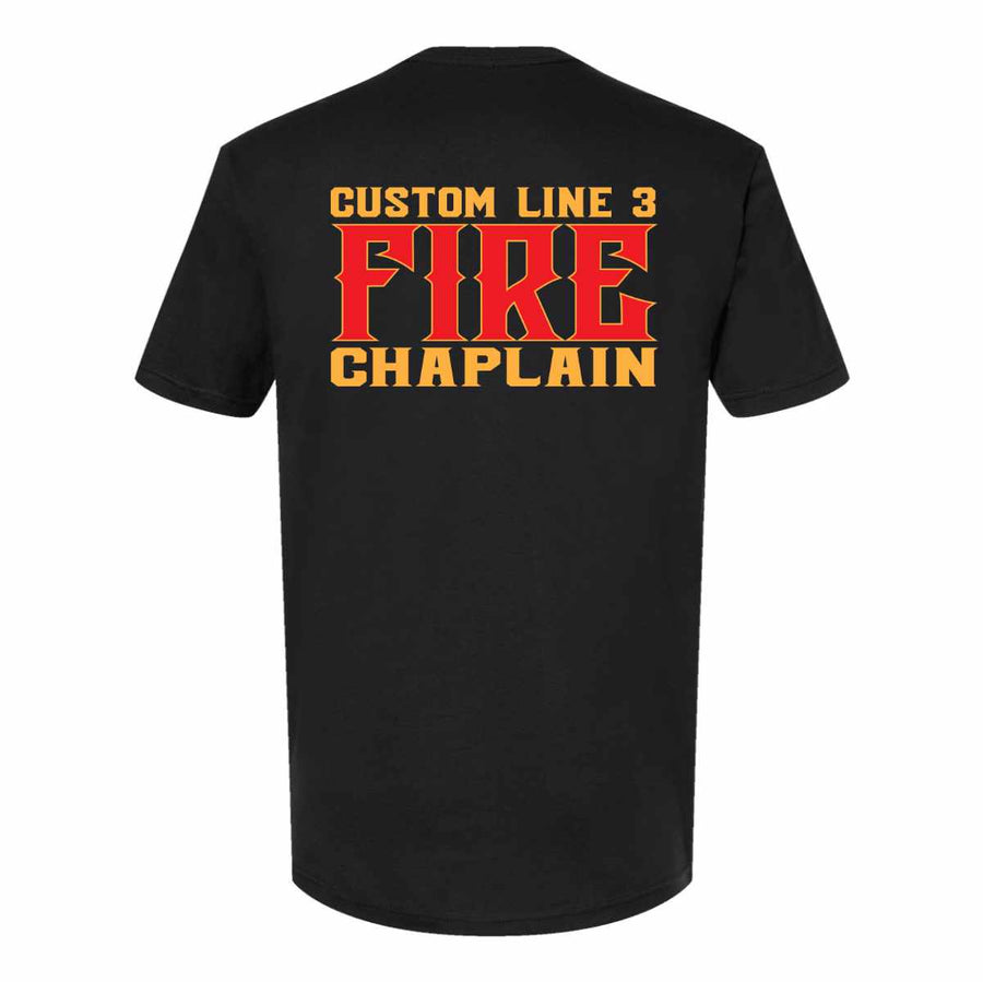 Customized Red & Yellow Fire Chaplain premium t-shirt for first responders