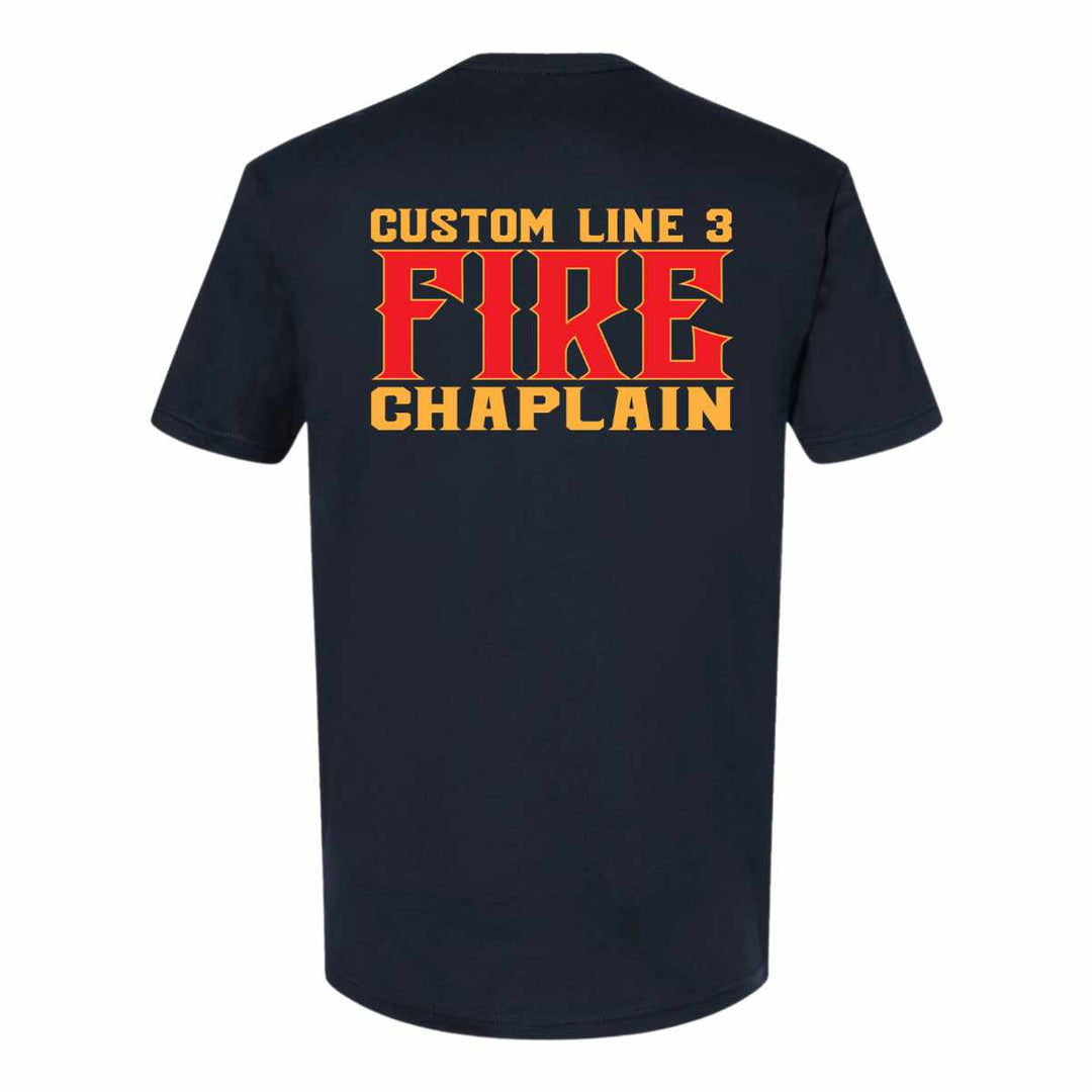 Premium Fire Chaplain t-shirt with red and yellow design