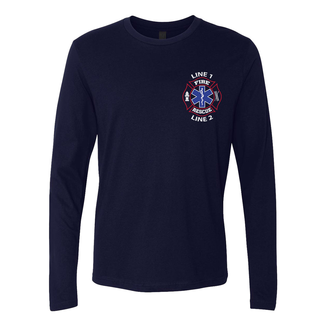 Fire Rescue premium long sleeve shirt – customized red and white print