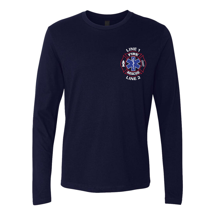 Fire Rescue premium long sleeve shirt – customized red and white print