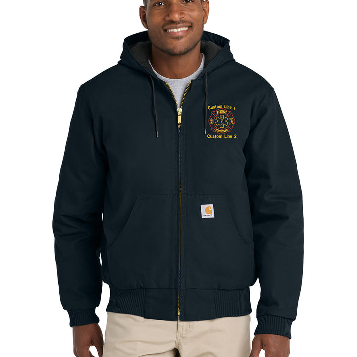 Customized Red and Gold Fire Rescue Carhartt® Quilted-Flannel Jacket