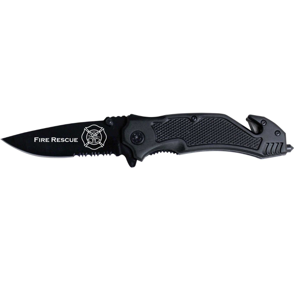 Fire Rescue Deluxe Tactical Knife, Seat Belt Cutter and Window Punch