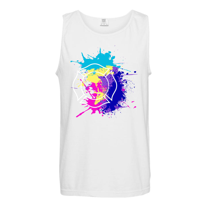 Bold Maltese cross firefighter gym tank