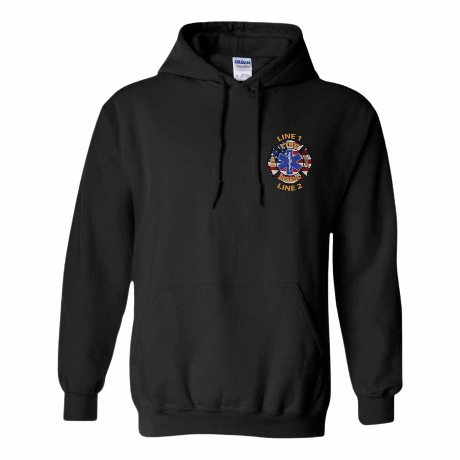 Customized Fire Rescue Duty Premium Hoodie designed for warmth and durability.