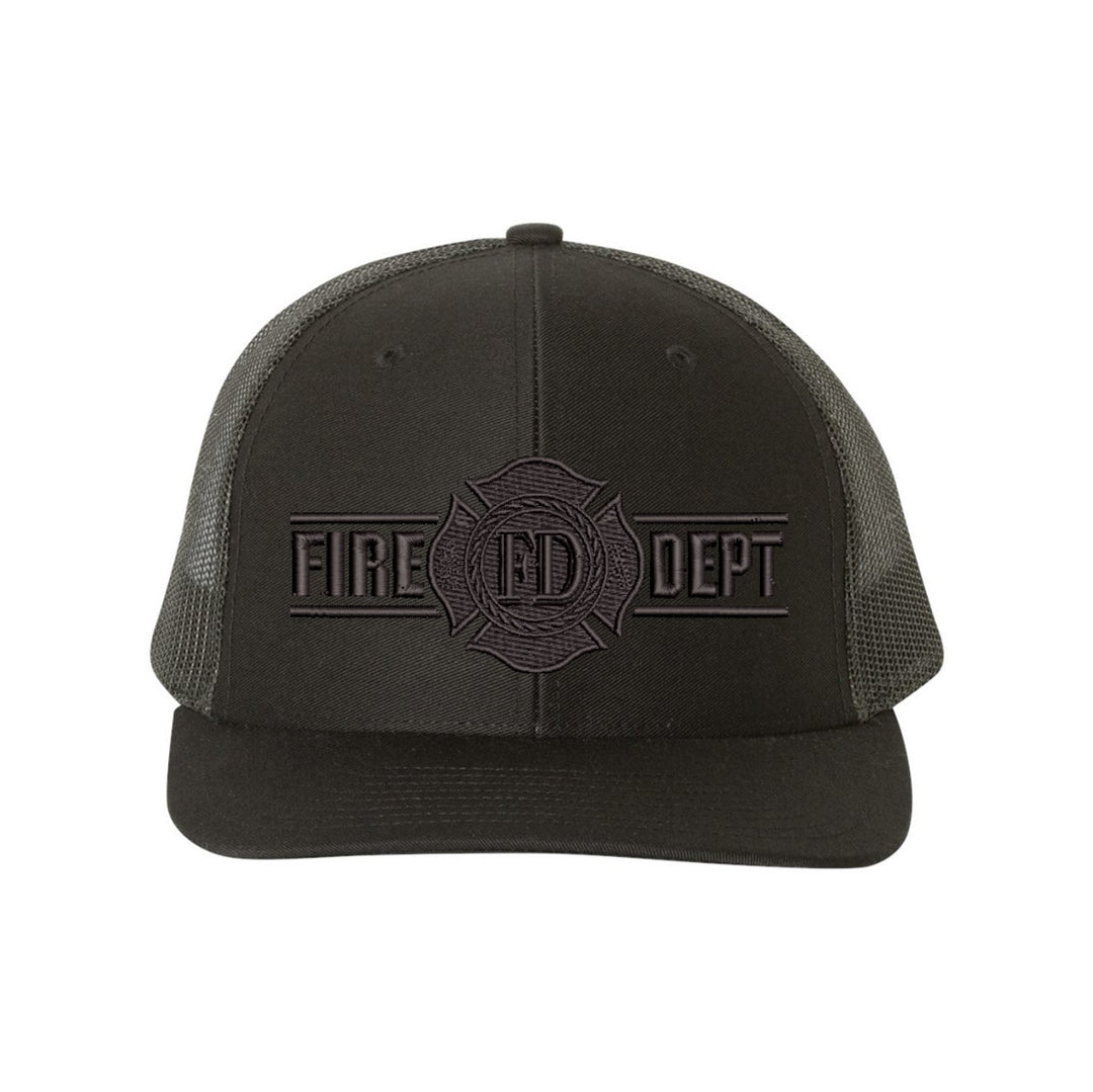 Fire Dept Maltese snapback hat with blackout design
