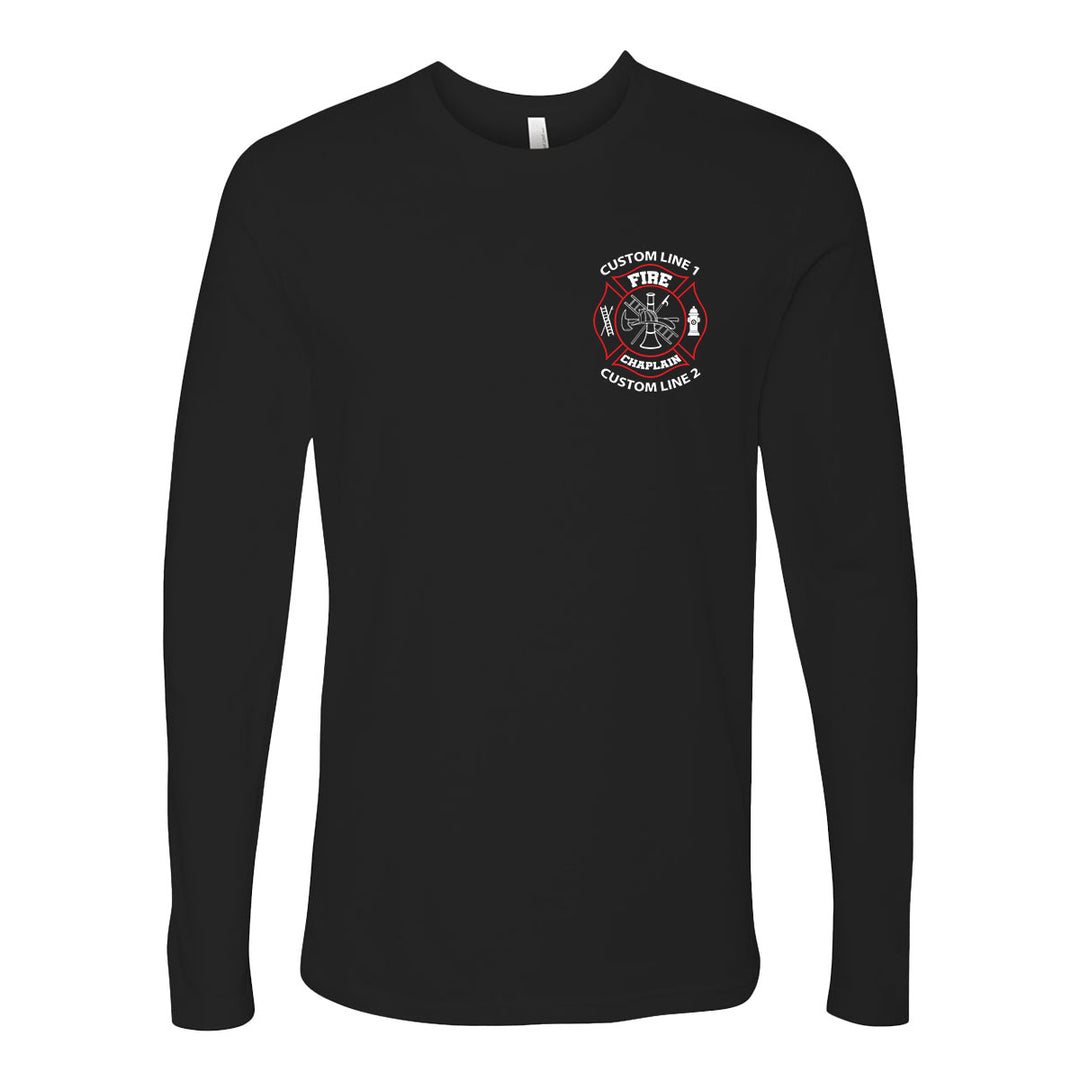 Fire Chaplain long sleeve shirt – red and white personalized firefighter graphic