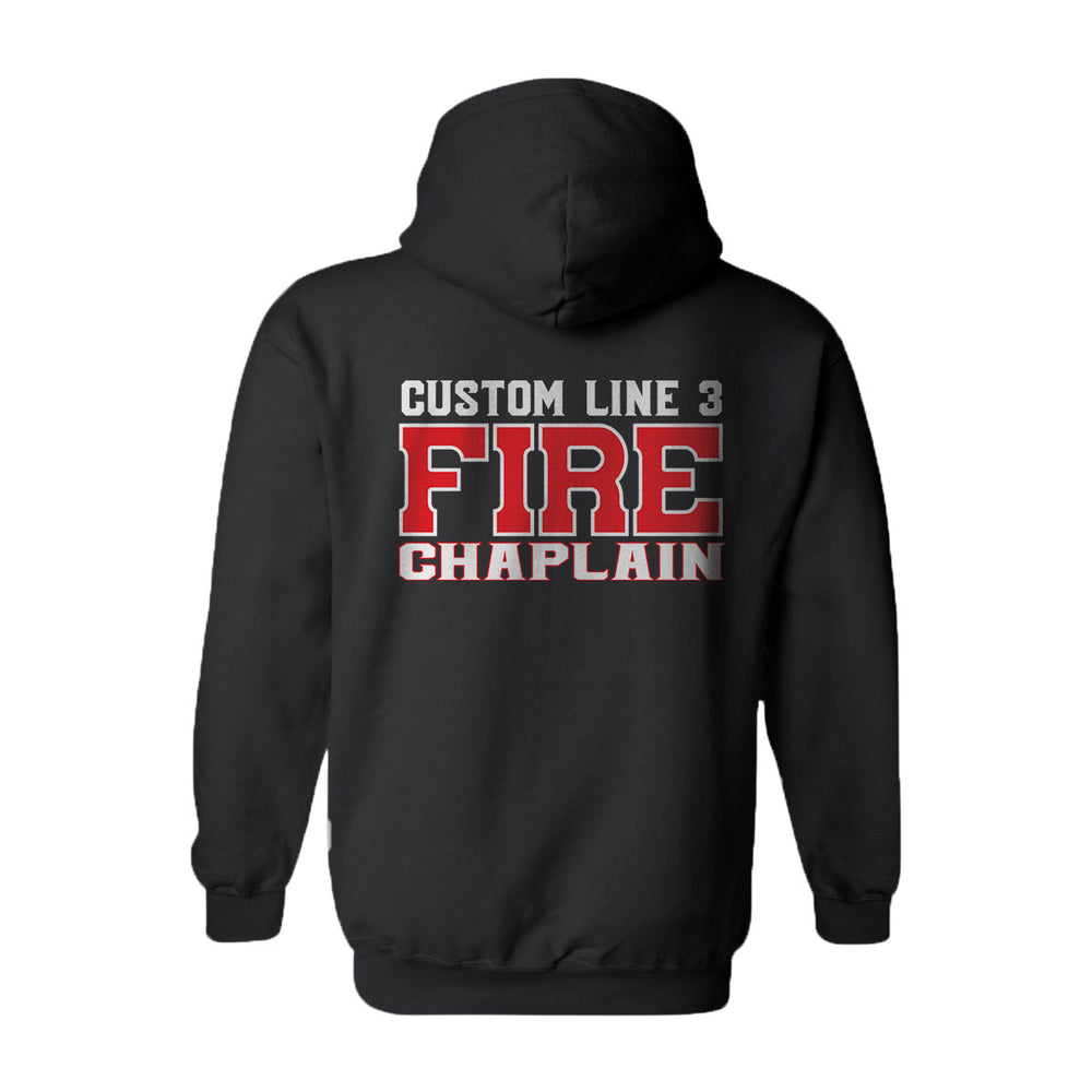 Fire Chaplain hoodie – personalized red and white firefighter design