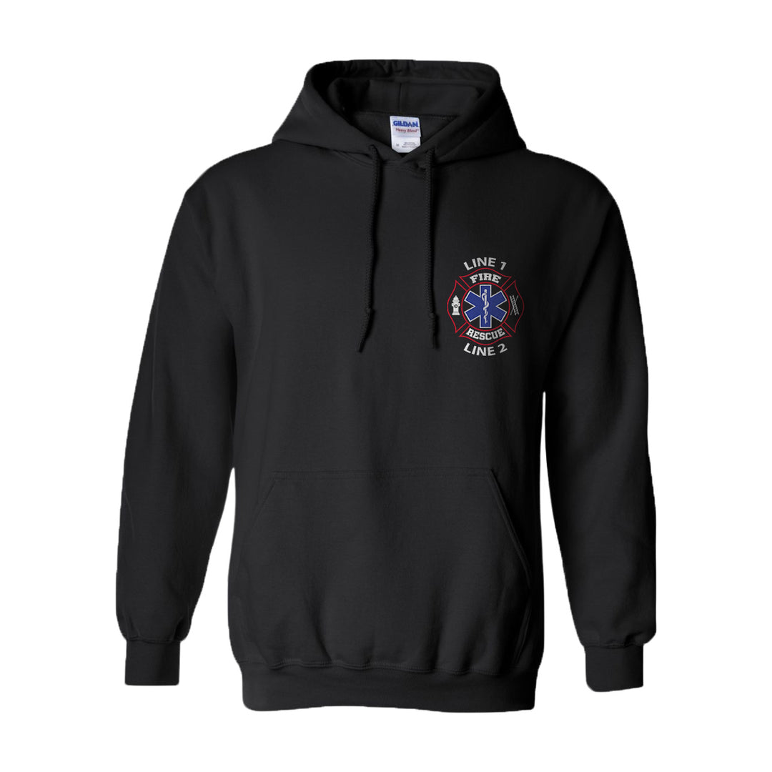 Fire rescue hoodie with custom text option