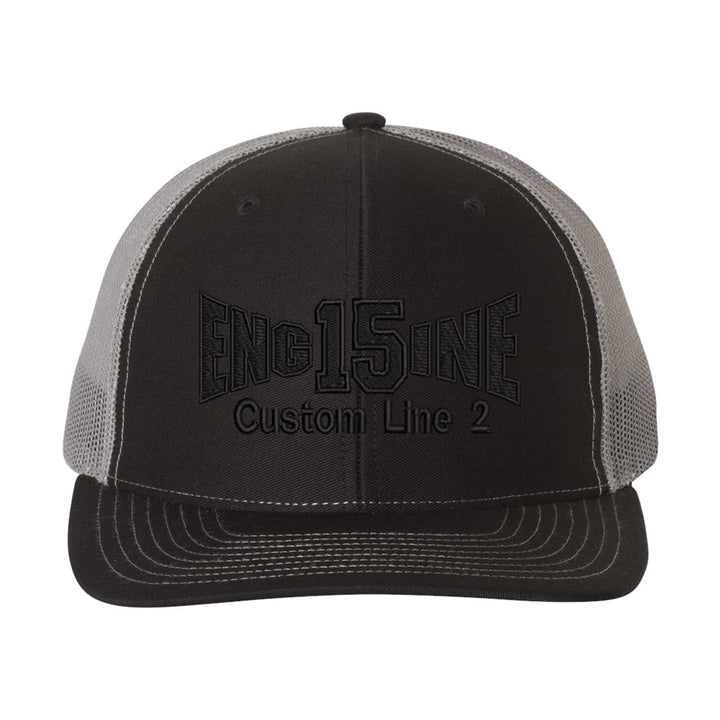 Personalized Fire Dept Engine Blackout Snapback Trucker Hat