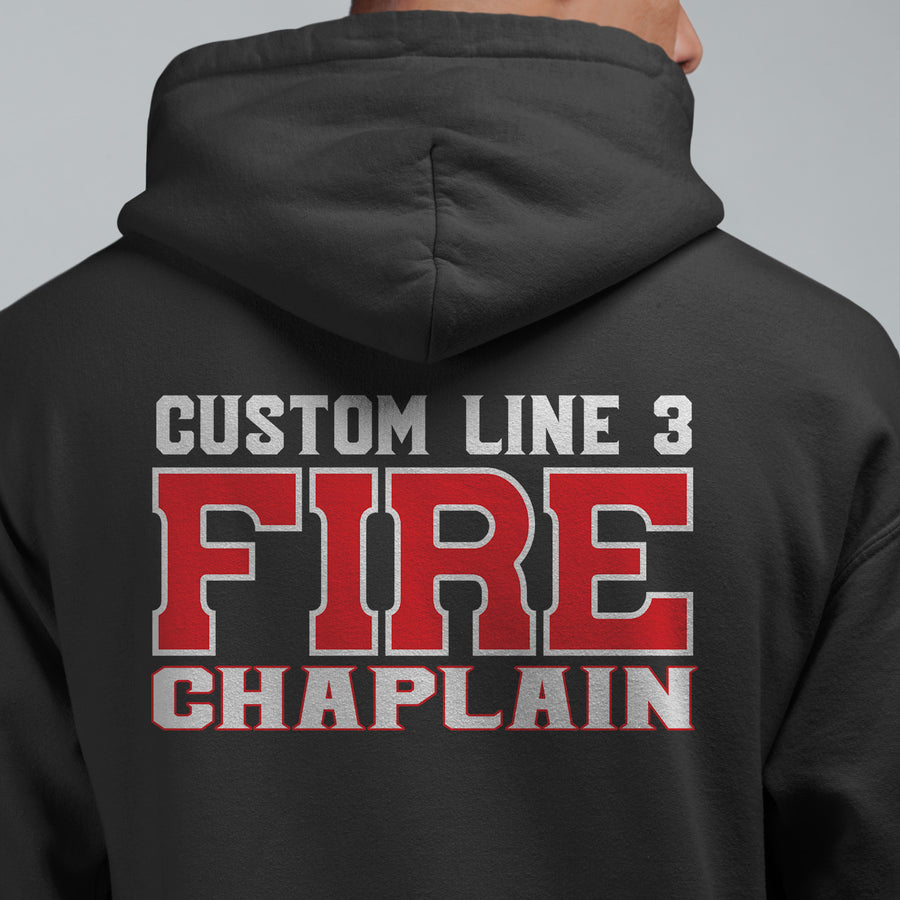 Customized red and white Fire Chaplain premium hoodie
