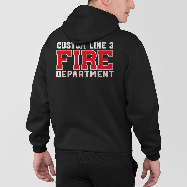 Custom firefighter hoodie – red and white Fire Department premium edition