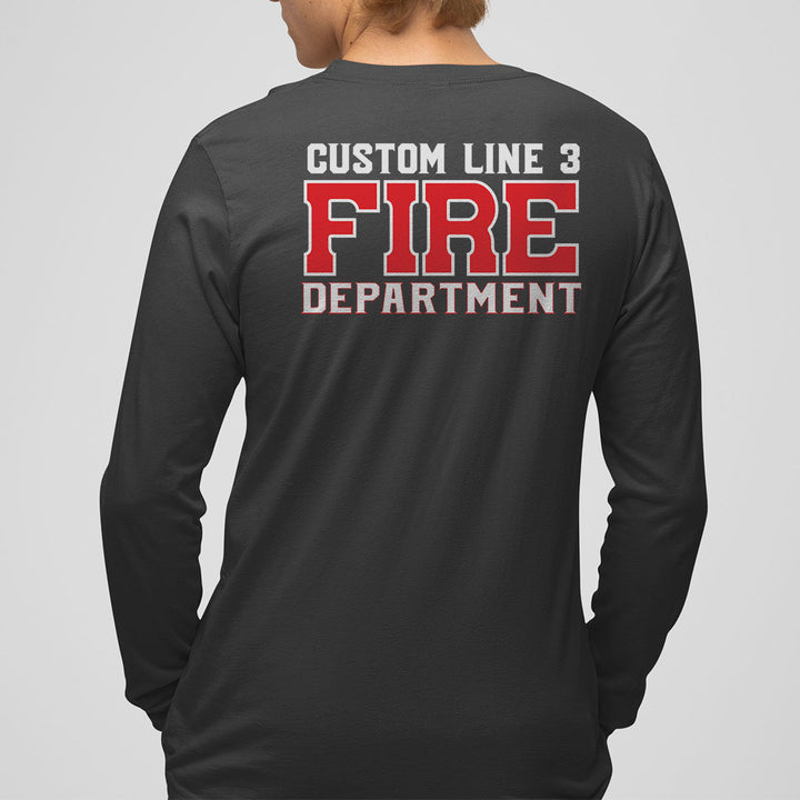 Customized red and white Fire Department premium long sleeve shirt