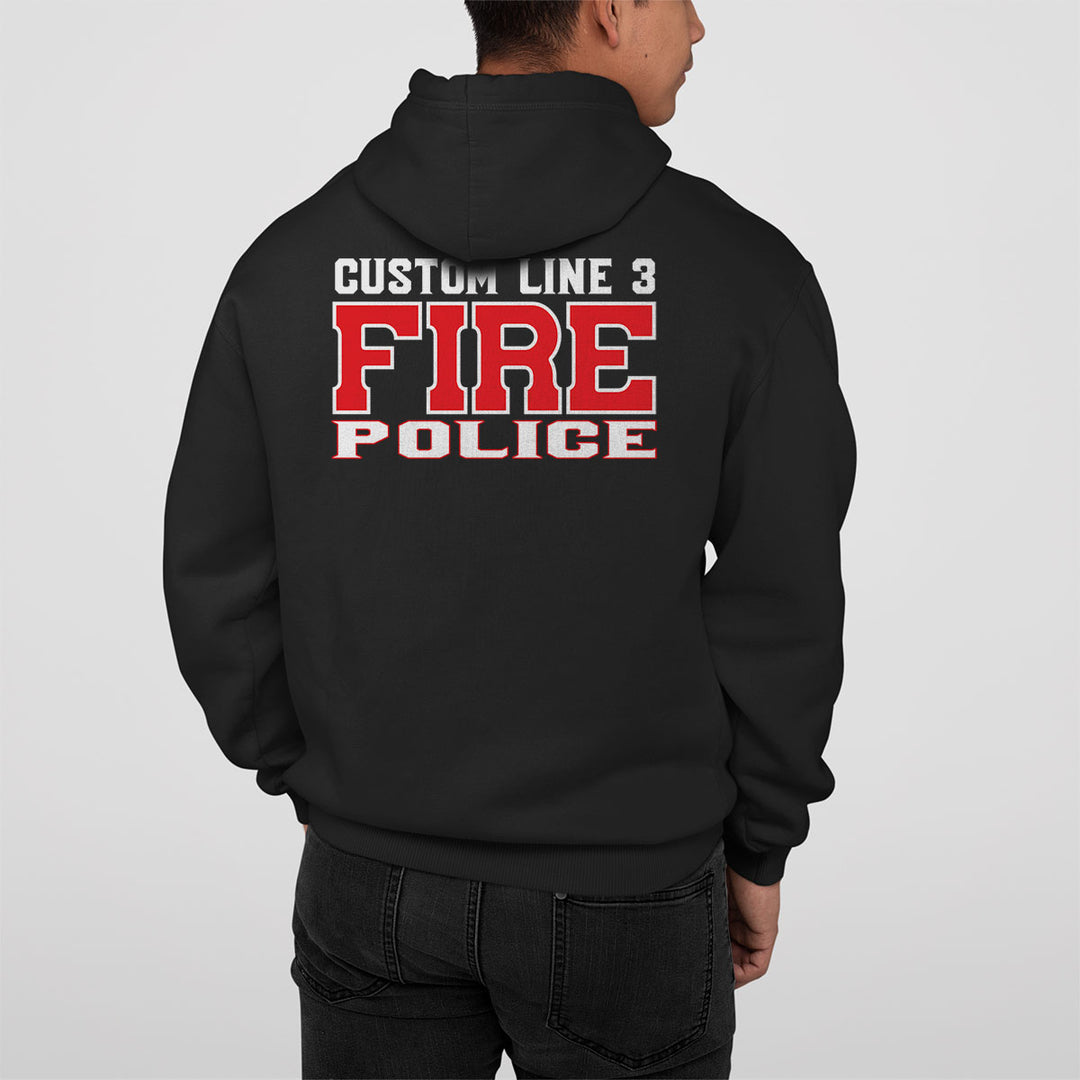 Fire Police hoodie – red and white custom design for fire and police unity