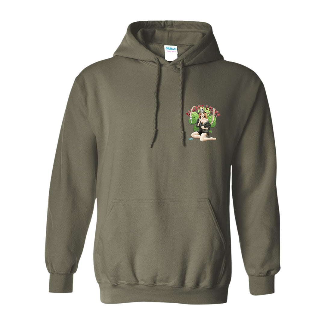 FFC 343 hoodie with shamrock and Always Lucky print