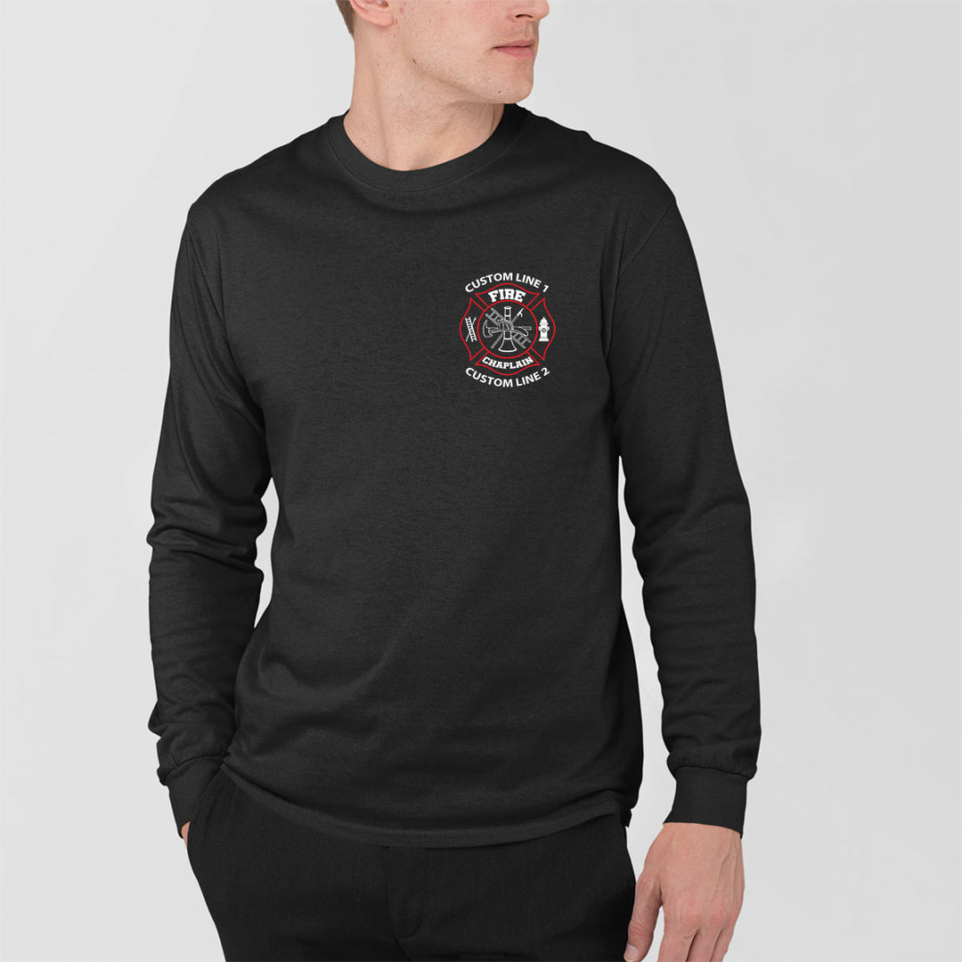 Fire Chaplain long sleeve shirt – personalized red and white design