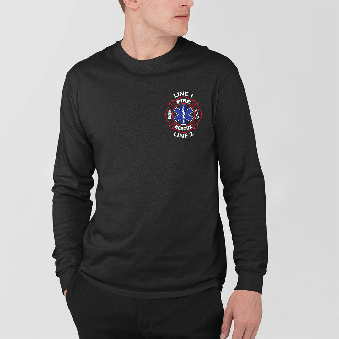 Fire Rescue Duty long sleeve shirt – red and white custom design