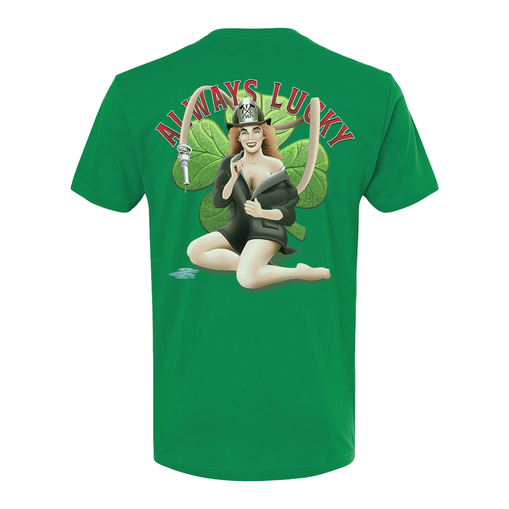 Always Lucky firefighter t-shirt with FFC 343 design