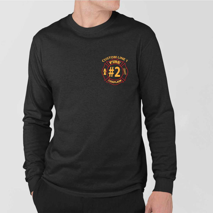 Firefighter red & yellow Fire Chaplain long sleeve t-shirt