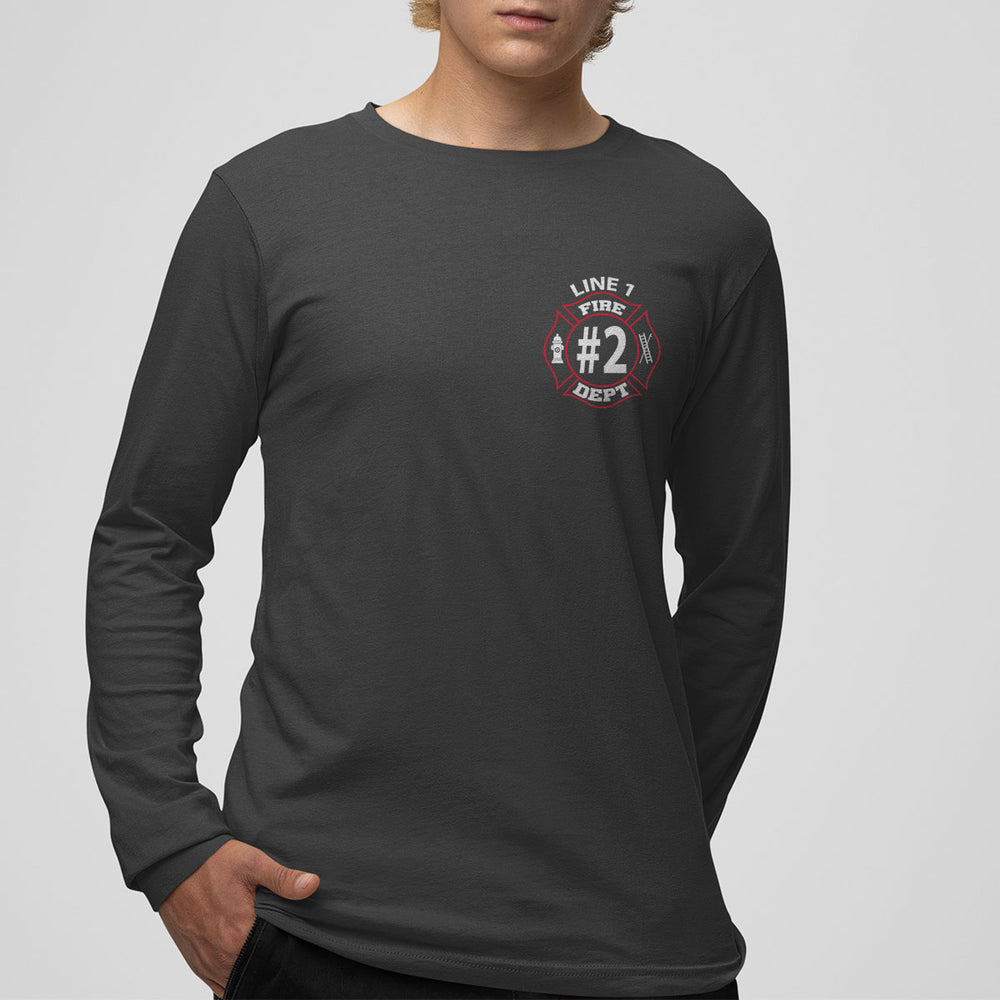 Fire Department long sleeve shirt – personalized red and white design