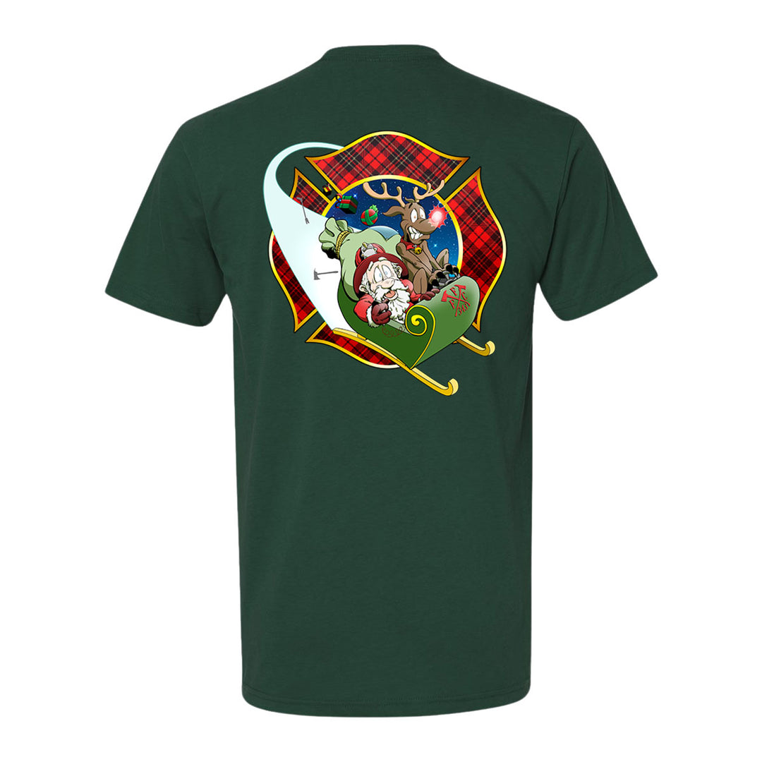 Christmas Plaid Maltese Firefighter Premium T-Shirt