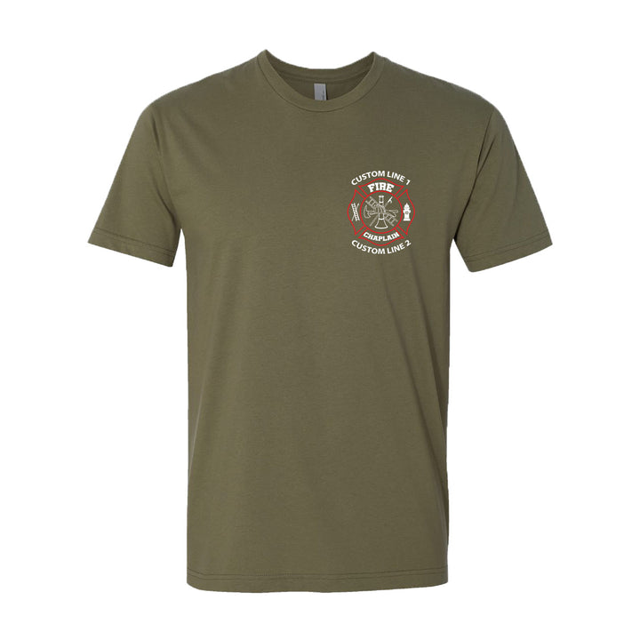 Personalized Fire Chaplain t-shirt – red and white firefighter print