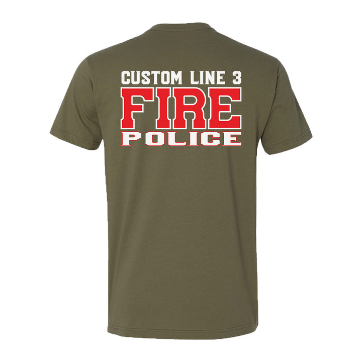 Personalized Fire Police t-shirt – red and white firefighter and police print