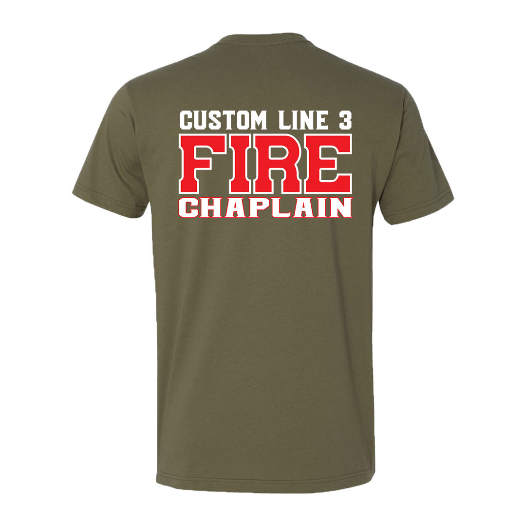 Fire Chaplain t-shirt – personalized red and white firefighter design
