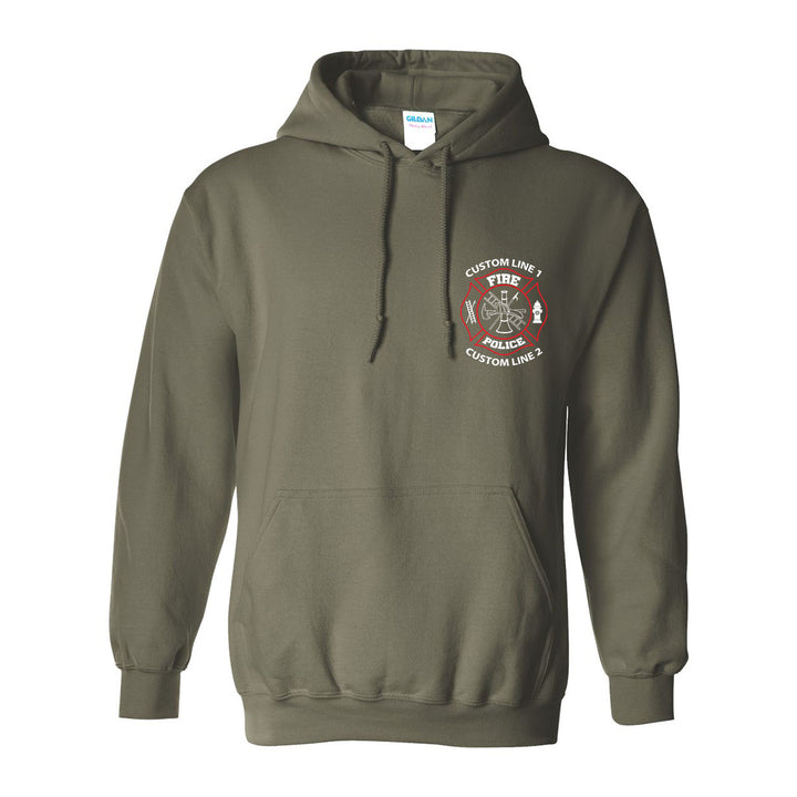 Personalized Fire Police hoodie – red and white firefighter and police print