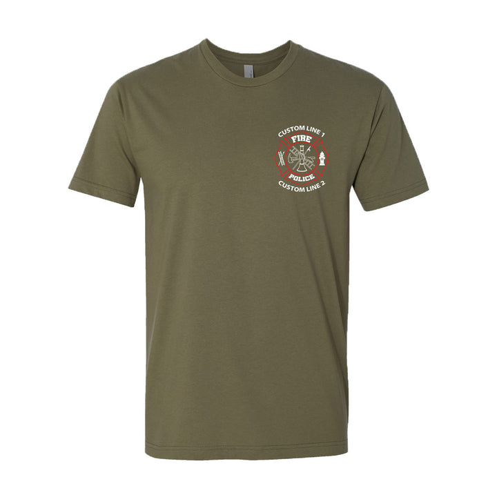Custom Fire Police t-shirt – red and white firefighter and police design