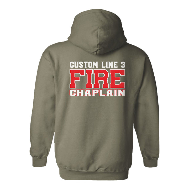 Red and white Fire Chaplain hoodie – personalized chaplain gear