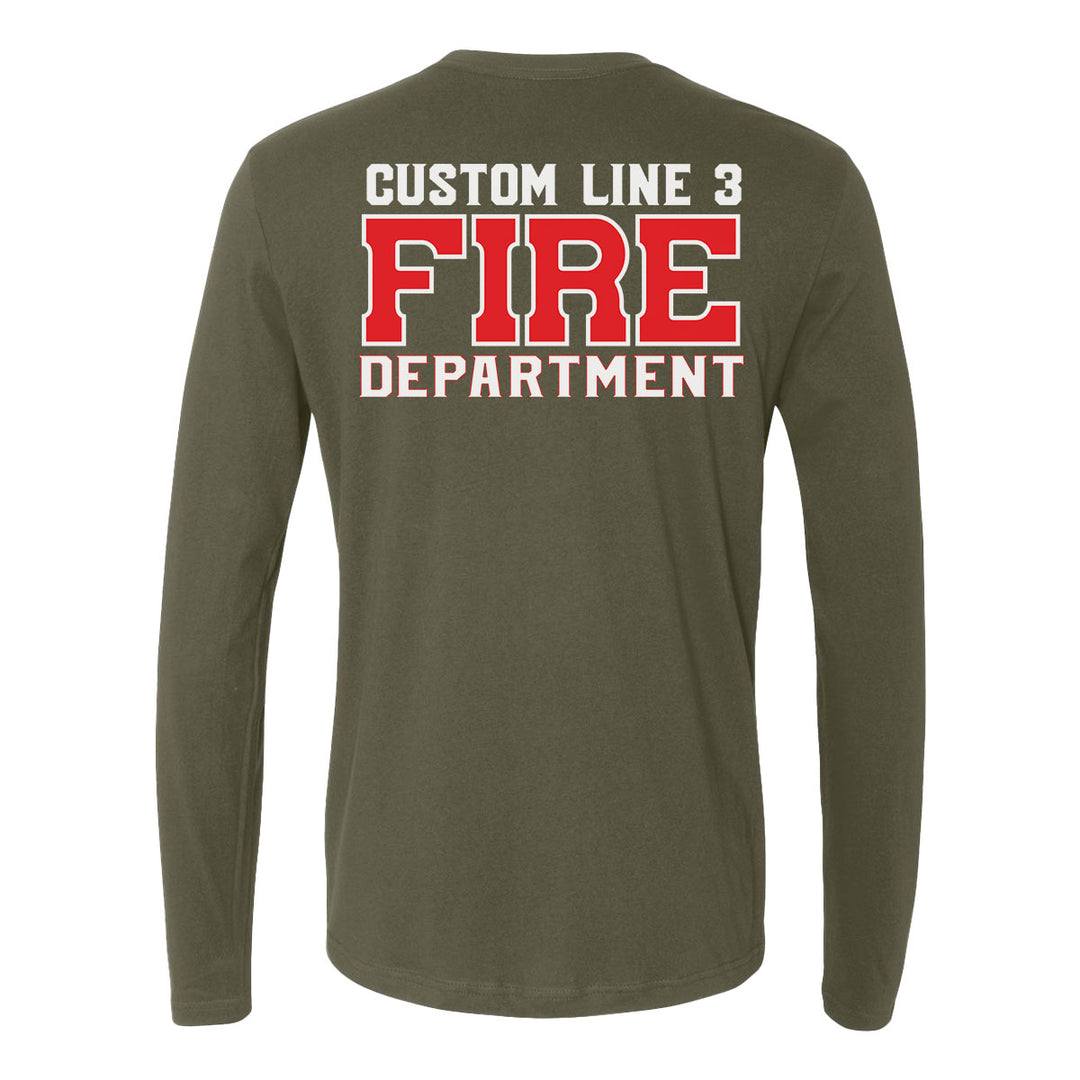 Firefighter long sleeve shirt – customized red and white Fire Department print