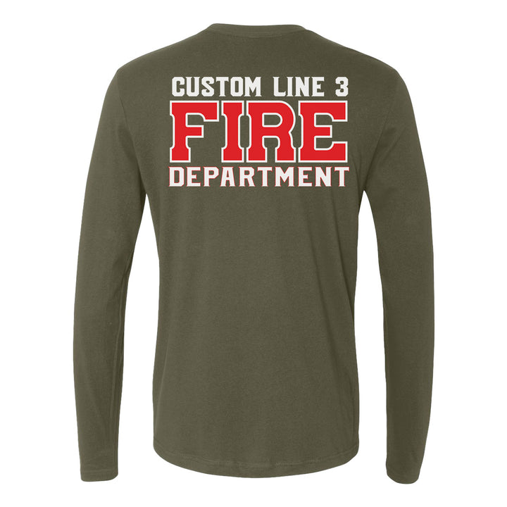 Firefighter long sleeve shirt – customized red and white Fire Department print