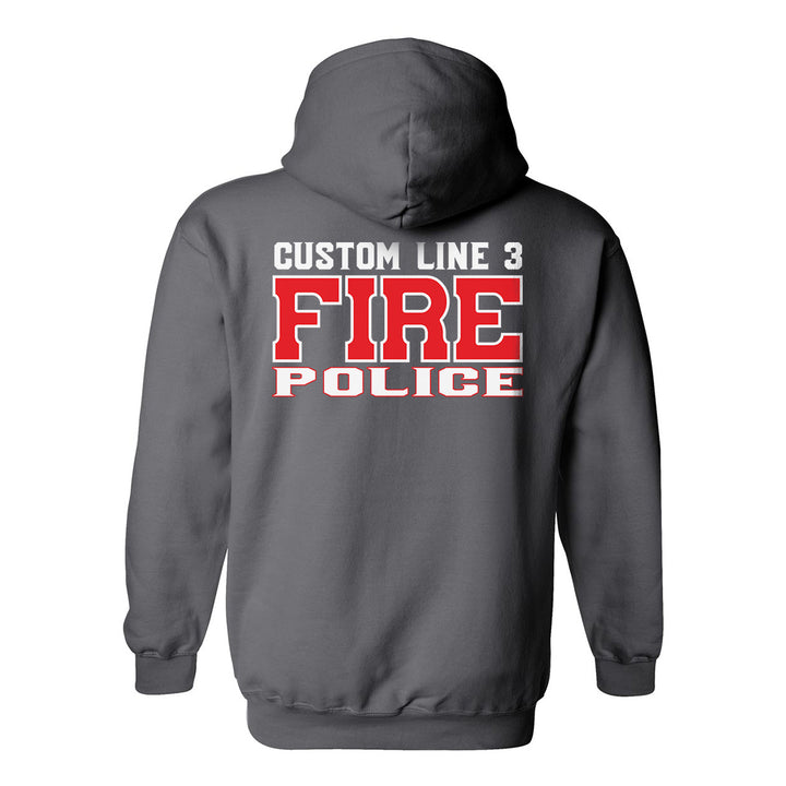 Red and white Fire Police hoodie – custom design for fire and police departments