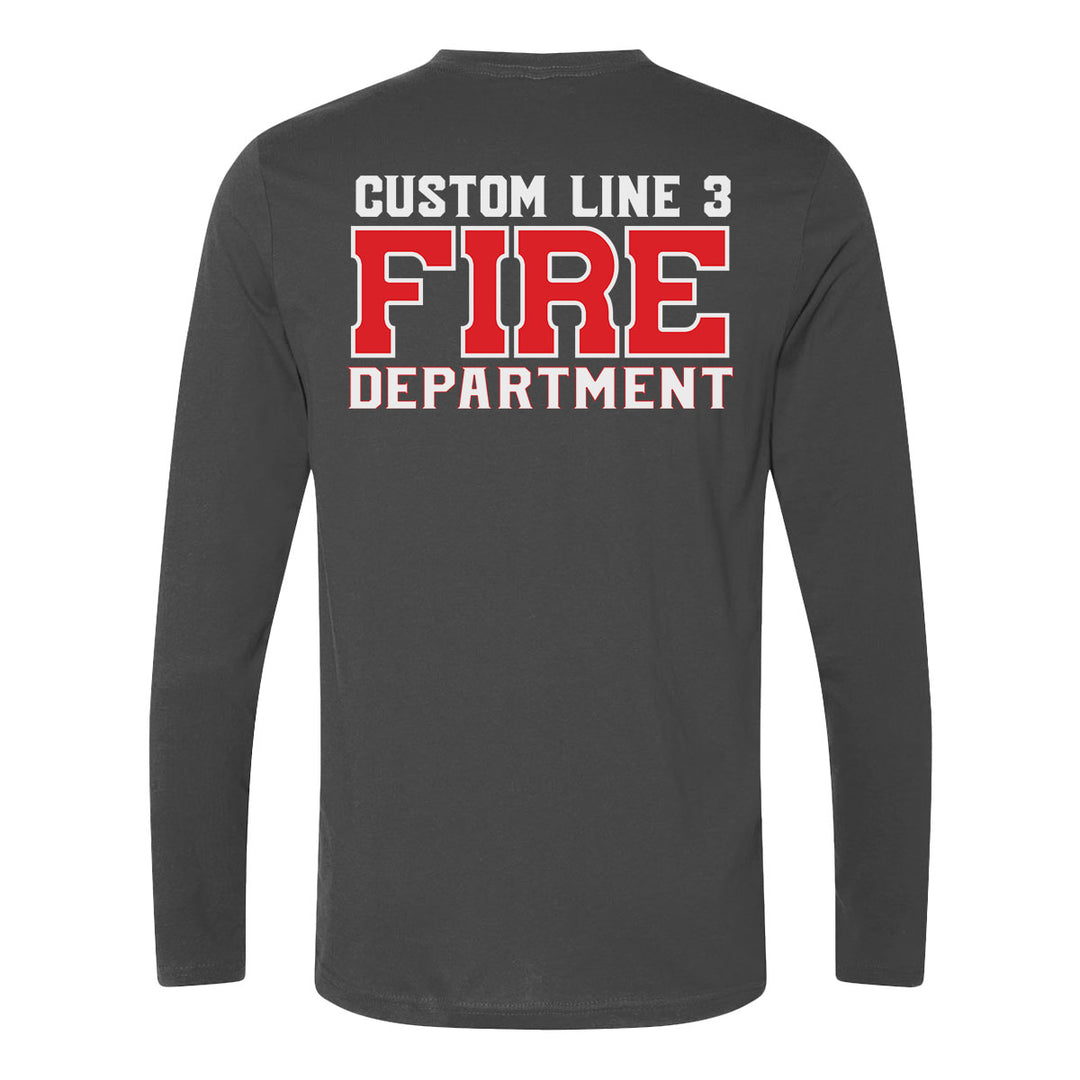 Personalized Fire Department long sleeve tee – red and white design