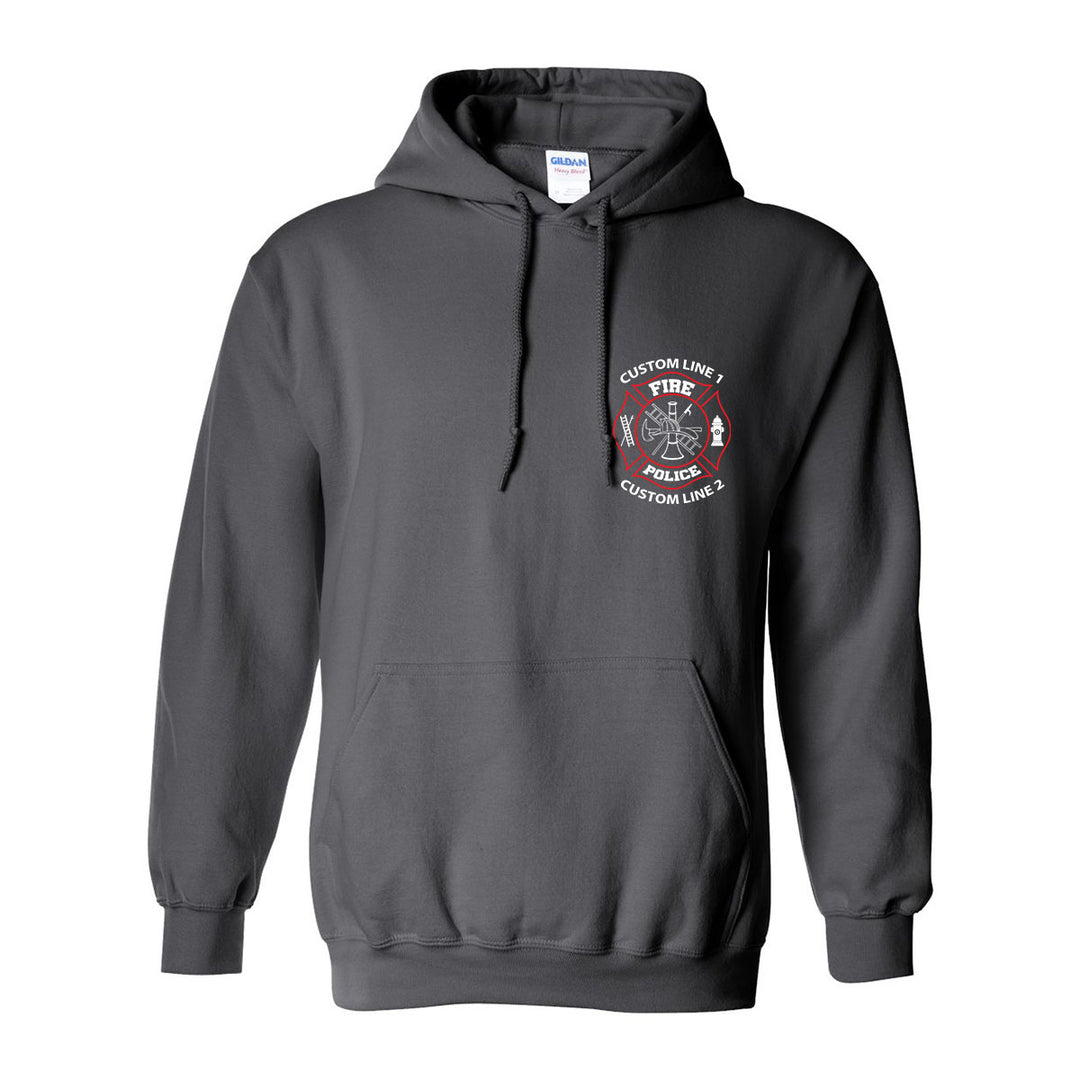 Custom Fire Police hoodie – red and white firefighter and police gear