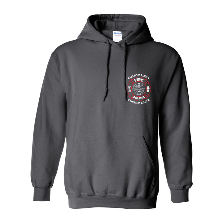 Custom Fire Police hoodie – red and white firefighter and police gear