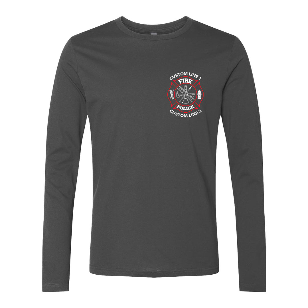 Custom Fire Police long sleeve shirt – red and white firefighter and police gear