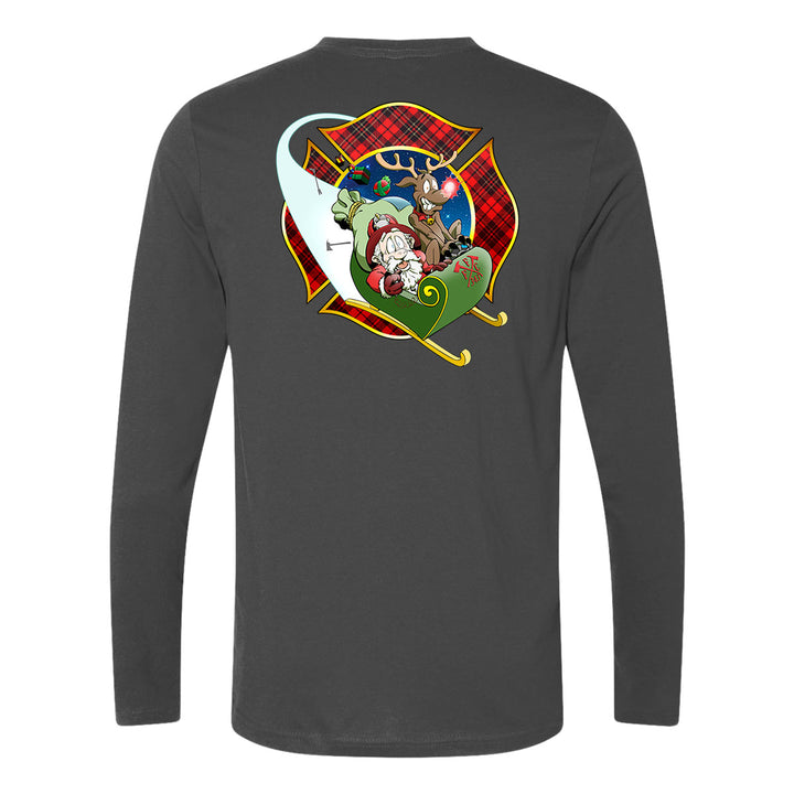 Christmas Plaid Maltese Firefighter Premium Long Sleeve Shirt