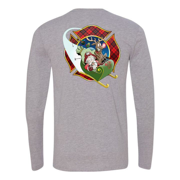 Christmas Plaid Maltese Firefighter Premium Long Sleeve Shirt