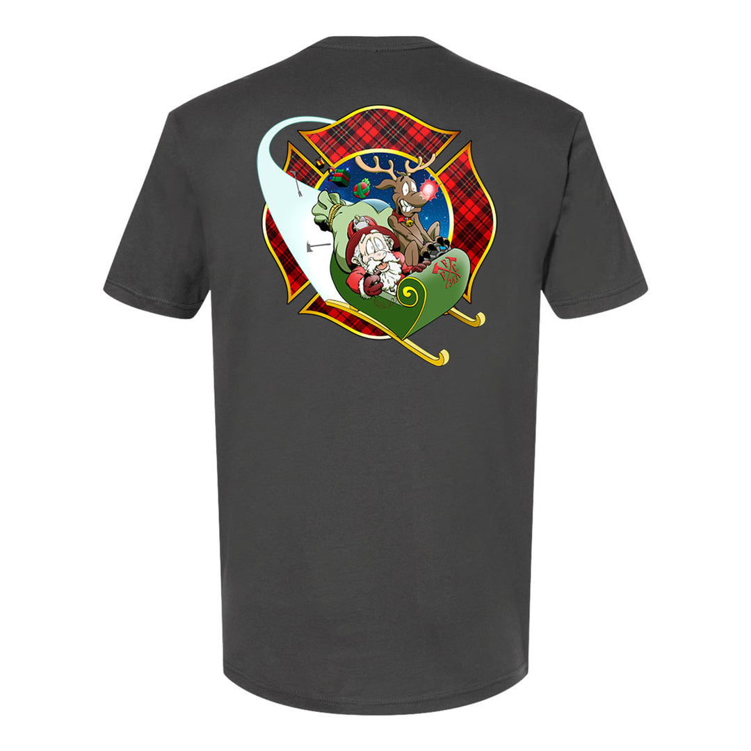 Christmas Plaid Maltese Firefighter Premium T-Shirt