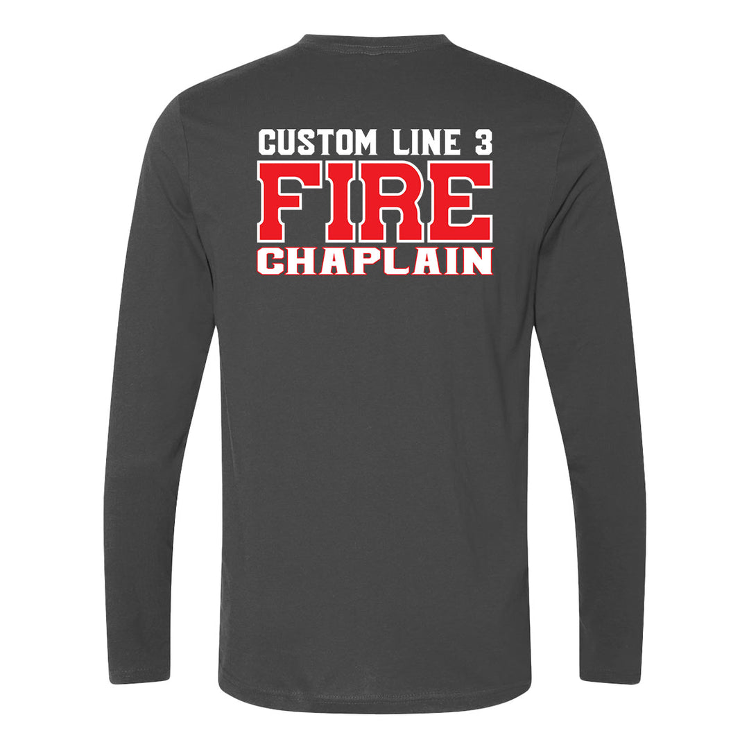 Custom Fire Chaplain shirt – red and white long sleeve firefighter gear