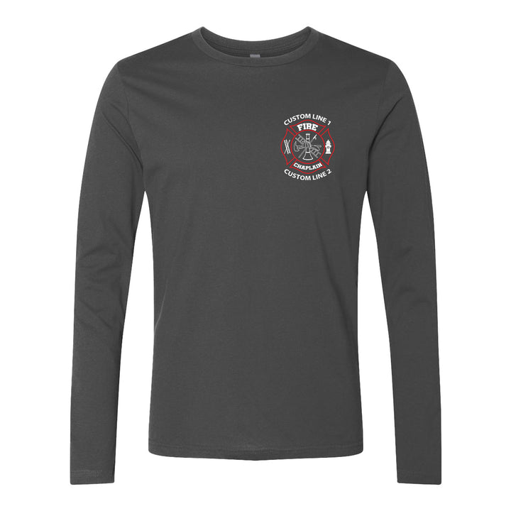 Custom Fire Chaplain long sleeve shirt – red and white print for chaplains