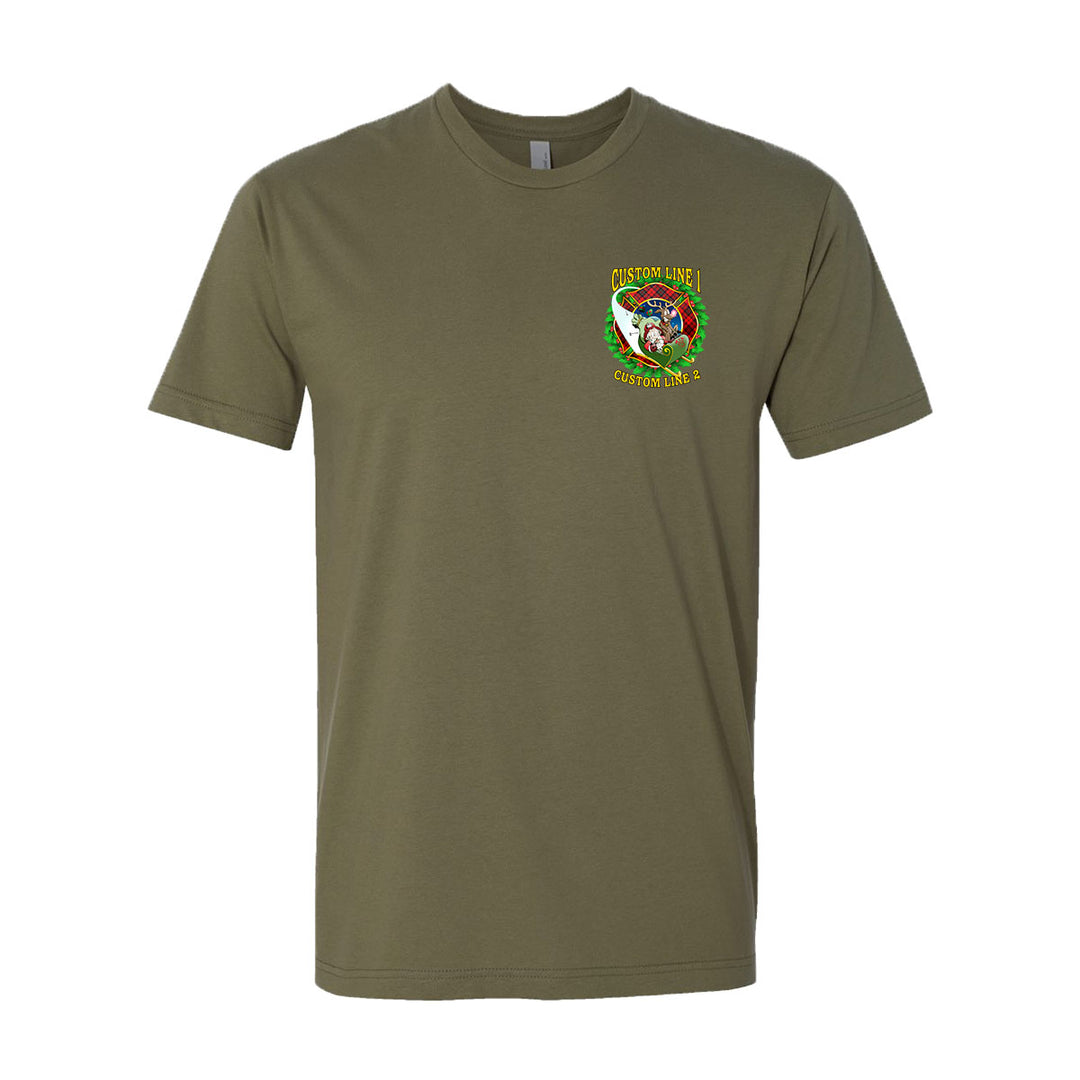 Customized Firefighter Christmas Wreath Plaid Maltese Premium T-Shirt