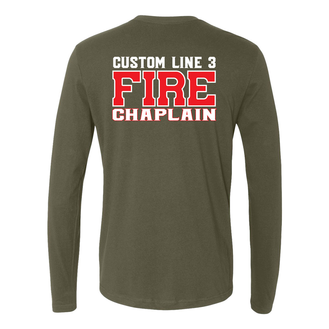 Personalized Fire Chaplain long sleeve tee – red and white design